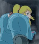 all_fours ass blonde_hair crawling giantess jora_bora long_hair samus_aran shrunken_man