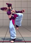 3d abs animated animated_gif barefoot black_hair capcom dancing feet gif juri_han lowres midriff nail_polish street_fighter street_fighter_iv toeless_socks toenail_polish toes