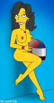  breasts cartoon_avenger female julia_(the_simpsons) motorcycle_helmet nude the_simpsons yellow_skin 