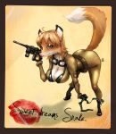  boots breasts broomhandle_mauser canine cleavage dialogue english_text eyewear female fox furry goggles gun handgun kamina1978 kiss_mark mauser_c96 metal_gear metal_gear_solid_3 photo_(object) pistol pose ranged_weapon smile solo source_request text weapon 