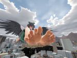  city feet giantess mikumikudance mofukitune okuu rampage touhou utsuho_reiuji wings 