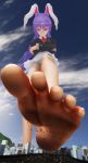  feet giantess mikumikudance mofukitune rampage reisen_udongein_inaba touhou 