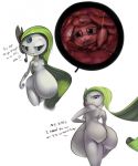  ass belly blush breasts dialog english_text eyewear female glasses green_hair hair internal meloetta nintendo pokemon pussy small_breasts spinda text theboogie video_games vorarephilia vore 