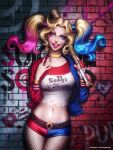  ayyasap baseball_bat belly_button dc_comics dc_comics dc_extended_universe dceu harleen_quinzel harley_quinn jacket shorts suicide_squad 