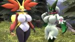  2_girls baek-myo delphox furry furry_female furry_only meowscarada nintendo pokemon 