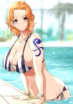  1girl big_breasts bikini blurry_background cleavage female female_focus female_only getting_out_of_pool log_pose looking_at_viewer mature mature_female moriton nami navel necklace one_piece one_piece_film_strong_world orange_hair pre-timeskip pre_timeskip short_hair shoulder_tattoo solo solo_female solo_focus swimming_pool tagme tattoo voluptuous water wet wet_body 