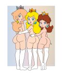  3_girls accurate_art_style ambyva ass ass_focus big_ass big_breasts big_lips blonde_hair blue_eyes breasts brown_hair bubble_butt butt_focus crown cute cute_face ear_piercing earrings female_focus female_only gloves grin huge_ass insanely_hot large_ass legs light-skinned_female light_skin long_gloves looking_at_viewer looking_back mario_(series) mostly_nude mostly_nude_female naked_female naked_thighhighs nintendo nude nude_female partially_clothed platinum_blonde_hair princess princess_daisy princess_peach princess_rosalina rosalina royalty seductive seductive_look seductive_pose seductive_smile sexy sexy_ass sexy_body sexy_breasts sexy_lips sexy_pose smelly_ass smile smile_at_viewer smiling_at_viewer stockings tagme thick thick_ass thighs white_gloves white_legwear white_thighhighs 