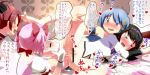 4girls ace_(hyper_otintin_time) akemi_homura blue_hair blush breasts censored cum futanari futanari_with_female gloves hair_ornament high_res kaname_madoka leg_lift long_hair magical_girl mahou_shoujo_madoka_magica miki_sayaka multiple_girls nipples open_mouth panties_on_one_leg penis pink_hair pussy recording sakura_kyouko sex short_hair smartphone translated trembling vaginal