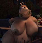  1girl anthro areola big_breasts black_hair breasts common_hippopotamus completely_nude dreamworks edit edited_screencap eyelashes furry gloria gloria_the_hippopotamus half-closed_eyes hippo hippopotamid hippopotamus huge_breasts madagascar madagascar_(series) mammal narrowed_eyes navel nipples nude sexy sexy_body sexy_breasts third-party_edit venjiiart wide_hips 