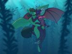  1boy 1girl activision aquaphilia asphyxiation breasts breathplay bubbles crossover cynder delta_hooves drowning fan_character feet female grope hasbro hugging intimate kelp kissing male my_little_pony puppybirb romantic spyro_the_dragon tagme the_legend_of_spyro underwater 