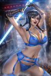 ayyasap blue_bra blue_lightsaber blue_lingerie blue_panties double_bladed_lightsaber lightsaber satele_shan star_wars star_wars:_the_old_republic underwear