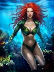  amber_heard ayyasap belly_button bra dc_comics dc_comics dc_extended_universe green_bra green_lingerie green_panties lingerie mera_(dc) panties red_hair underwater underwear 