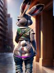 ai_generated anthro anthro_only anus ass back_view boy_scout_uniform clothes_pull disney exhibitionism furry grey_fur judy_hopps pussy rabbit rabbit_ears rabbit_girl rabbit_tail rear_view white_fur zootopia