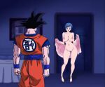  big_breasts blue_hair breasts bulma cheating_(relationship) completely_nude dragon_ball dragon_ball_super full_body legs long_legs mature_female nude open_mouth pervert pervert_female pussy sexually_suggestive short_hair son_goku uncensored 