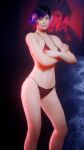  1girl alluring ass athletic_female bikini black_and_purple_hair breasts female_only fit_female insanely_hot namco partially_clothed posing reina_(tekken) screencap tekken tekken_8 