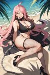  1girl ai_generated beach big_breasts bikini cleavage long_hair nenefthivt ocean pink_hair shirt skirt solo tagme vtuber 