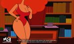  1girl 1girl cartoon_network gorigoz_22 one-piece_swimsuit orange_hair powerpuff_girls puffy_hair sara_bellum subtitled talking_to_viewer text 