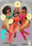 3_girls aladdin_(series) belly_dancer black_hair chel crossover dark_skin disney dreamworks earrings esmeralda milkybunny nipple_piercing princess_jasmine see-through_clothes take_your_pick the_hunchback_of_notre_dame the_road_to_el_dorado