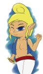 blonde_hair bluelimelight breasts nipple red_eyes sword tetra the_legend_of_zelda the_wind_waker weapon wink