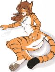  4_toes angrboda anthro ass breasts brown_hair cat claws cute feline female flora_(twokinds) furry hair happy hindpaw leoian looking_at_viewer nude pawpads paws pinup presenting pussy smile solo tiger twokinds webcomic webcomic_character wink yellow_eyes 