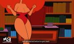  1girl 1girl cartoon_network gorigoz_22 one-piece_swimsuit orange_hair powerpuff_girls puffy_hair sara_bellum subtitled talking_to_viewer teasing_viewer text 