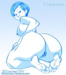  1girl 2022 barefoot big_ass blue_theme breasts bulma_brief buttplug chickpea completely_nude dragon_ball dragon_ball_super earrings fat_ass feet female_only huge_ass kneel looking_over_shoulder milf monochrome nipples nude nude_female sex_toy short_hair soles toes tongue_out 