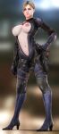  1girl 3d battlesuit big_breasts blonde_hair bobyshal bodysuit breasts capcom female_only high_heels jill_valentine jill_valentine_(blonde) jill_valentine_(julia_voth) resident_evil resident_evil_5 solo_female 