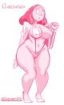  1girl 2022 big_breasts cartoon_network chickpea dark-skinned_female doctor embarrassed female_only high_heels lab_coat labcoat lingerie milf pink_theme priyanka_maheswaran skimpy sling_bikini slingshot_swimsuit steven_universe thick_thighs v-string white_background 