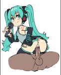 1girl anus aqua_eyes aqua_hair ass blush cute gif long_hair miku_hatsune miniskirt penis pussy sex smile twin_tails vocaloid