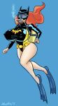 1girl air_bubbles barbara_gordon batgirl batman_(series) big_breasts dc_comics female glassfish ocean scuba scuba_gear sea solo swimming underwater water