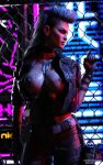  10:16 1girl 3d 3d_(artwork) 4k breasts cyberpunk cyberpunk_2077 dark dirt dirty dirty_skin erect_nipples female_focus female_only jacket looking_away medium_breasts neon_lights night nipples partially_clothed patreon patreon_username rogue_amendiares roosterart solo_female solo_focus standing subscribestar subscribestar_username video_game video_game_character video_game_franchise 