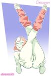  1girl 2021 anus ass bedroom_eyes blue_background blue_eyes cartoon_network chickpea colored crystal_gem feet female_only gem_(species) grabbing_own_ass greek_toe leg_warmers legs pearl_(gem) pearl_(steven_universe) pointy_nose pussy simple_background spread_cheeks steven_universe toes uncensored white_skin 