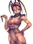  1girl armpit black_hair breasts capcom fumio_(rsqkr) hair_slicked_back hip_vent humio ibuki_(street_fighter) kunai ninja no_panties pussy scarf solo street_fighter street_fighter_iii weapon 