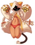 1girl animal_ears animal_hood arc_system_works belly blazblue blonde_hair braid breasts cameltoe cat_ears cat_hood cat_tail cathood claws dark_skin grin hair hood hoodie kure_(beniya) kure_(pixiv28887) long_hair midriff navel smile solo tail taokaka twin_braids