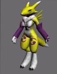 1_anthro 1_female 1_female_anthro 1_girl 3_fingers 3_toes 3d anthro anthro_canine anthro_fox anthro_vixen arm_warmers blue_eyes breasts canine detached_sleeves digimon female female_anthro female_anthro_fox female_renamon fox fur furry nipples nude renamon solo standing toei_animation vixen white_fur yellow_fur yin_yang