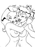 assesina batman_(series) dc_comics harley_quinn monochrome poison_ivy