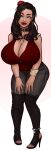 1girl big_breasts brown_hair earrings fangs female_only green_eyes huge_breasts large_ass massive_breasts milf raiou raiouart raiounsfw sexy vampire