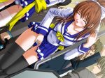 2girls 3boys black_legwear black_panties black_thighhighs blush bow brown_hair chikan closed_eyes clothed_masturbation dutch_angle game_cg hair hair_bow hair_ribbon hand_in_another's_panties hand_in_panties kourin_tenshi_en_ciel_rena long_hair masturbation multiple_boys multiple_girls panchira panties pantyshot public public_masturbation pussy_juice ribbon saitou_natsuki school_uniform serafuku solo solo_focus stealth stealth_masturbation stockings thighhighs train train_interior triangle_(company) underwear white_panties zettai_ryouiki