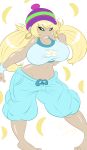 belly big_breasts blonde_hair blue_eyes breasts donkey_kong_(series) dullvivid hair midriff navel nintendo solo tiny_kong