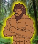 lion male muscle nippleplay pecs solo