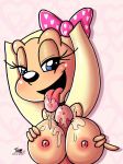 big_breasts blonde_hair blue_eyes bow brandy_and_mr._whiskers brandy_harrington breasts canine cum disney dog_girl edit erect_nipples erection fellatio furry innocenttazlet licking nipple oral paizuri penis saliva shiny shiny_skin tongue