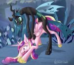 2013 black_body changeling crystal cum cum_inside duo equine female feral forced friendship_is_magic furry futanari green_eyes green_hair hair hellticket horn multicolored_hair my_little_pony open_mouth penetration pink_fur princess_cadance purple_eyes queen_chrysalis rape sex winged_unicorn wings