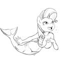1girl anthro anthrofied areola breasts bubble cutie_mark equine female friendship_is_magic gills hasbro horn mammal my_little_pony nipples nude poprocks pussy rarity rarity_(mlp) sketch solo straight_hair underwater unicorn water webbed_hands