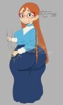 1girl 1girls ass_focus big_ass big_breasts breasts buckteeth challemgr female_focus female_only fully_clothed glasses kindergarten_(game) kindergarten_3 long_hair looking_at_viewer looking_back ms._lovelett orange_hair spanking spanking_own_ass
