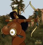 arrow big_ass black_hair bow brown_skin crown gigantic_breasts newdityartz nipple_piercing original_character queen_ebonee