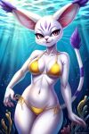 1girl ai ai_generated bandai_namco cartoolover cat_girl digimon feline female gatomon sea solo underwater