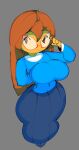 1girl 2d 2d_(artwork) ass big_ass big_breasts big_breasts blue_dress blue_skirt breasts captivemimic cute cute_face digital_media_(artwork) fixing_glasses ginger_hair glasses kindergarten_(game) kindergarten_3 large_ass mob_face ms._lovelett orange_hair red_glasses teacher thick thick_legs thick_thighs thunder_thighs
