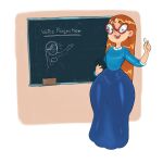 1girl 1girl 1girls big_ass blue_pants blue_shirt book breasts chalk drawing glasses grin holding_object kindergarten_(game) kindergarten_3 light-skinned_female long_skirt looking_at_viewer ms._lovelett notwawita orange_hair outline pear_shaped pear_shaped_female school singing skirt small_breasts smile teacher thick_thighs thin_waist whiteboard wide_hipped_female wide_hips