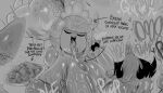 1boy 1girl 1girls androjuniarto cum cum_in_mouth fellatio food gooning maidbot_(androjuniarto) male male/female male_only monochrome plum_(androjuniarto) robot robot_girl saliva tongue tongue_out