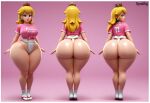 1girl 3d ai_generated ass big_ass breasts fundoshi fundoshilover101 huge_ass mario_(series) nintendo princess_peach tabi_socks